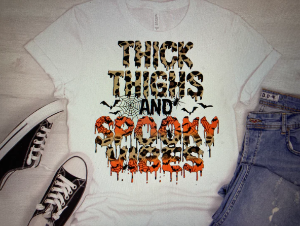 Halloween Thick Thighs and Spooky Vibes DTF Transfer
