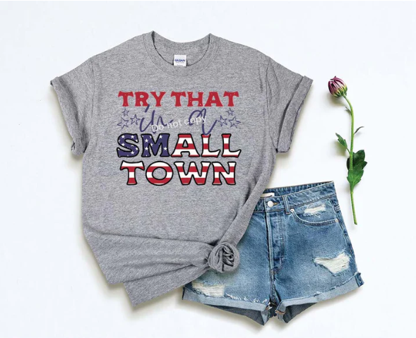 Try that in a small town letters flag print DTF Transfer