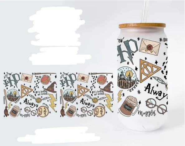 UV DTF Printed Sticker wrap for 16oz Libby glass-Harry P