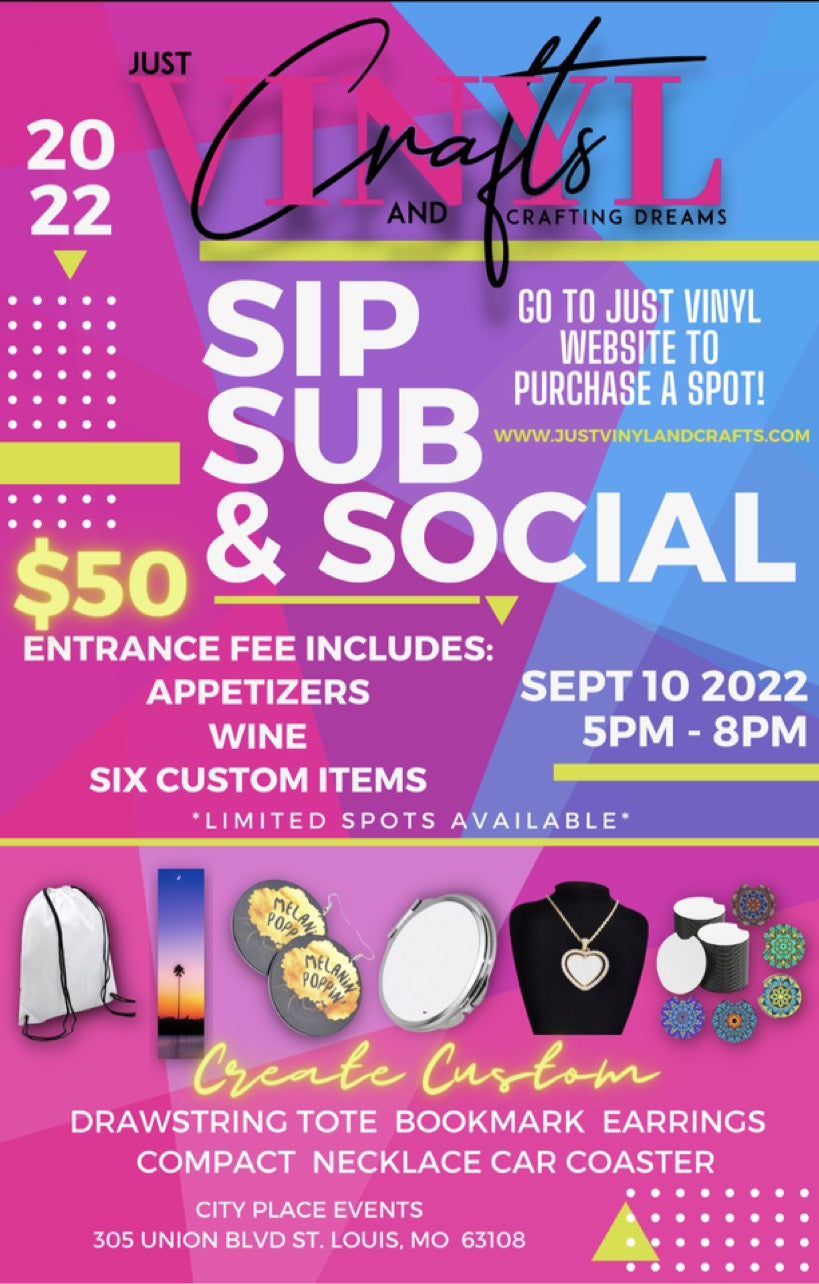 Sip, Sub and Social Sublimation Workshop- Craft Classes