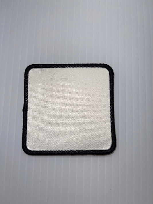 Square Sublimation Patch with Adhesive & Black Border 2x2 w/adhesive black border