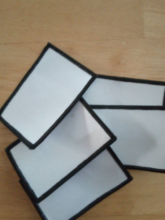 Sublimatable Patch with Adhesive & Black Border 3" x 2" Rectangle  Sublimation