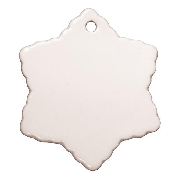 3" Snowflake Sublimation Ceramic Ornament w/ Hole