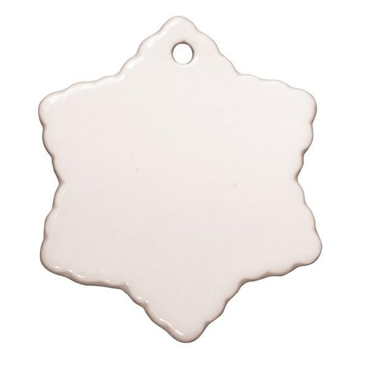 3" Snowflake Sublimation Ceramic Ornament w/ Hole