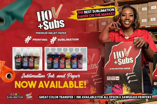 HOV + Subs - Sublimation Ink - CMYK Sublimation Ink Bottle Refills For Epson ECOTANK Printers
