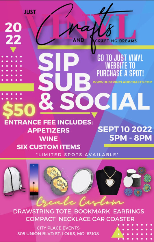 Sip, Sub and Social Sublimation Workshop- Craft Classes