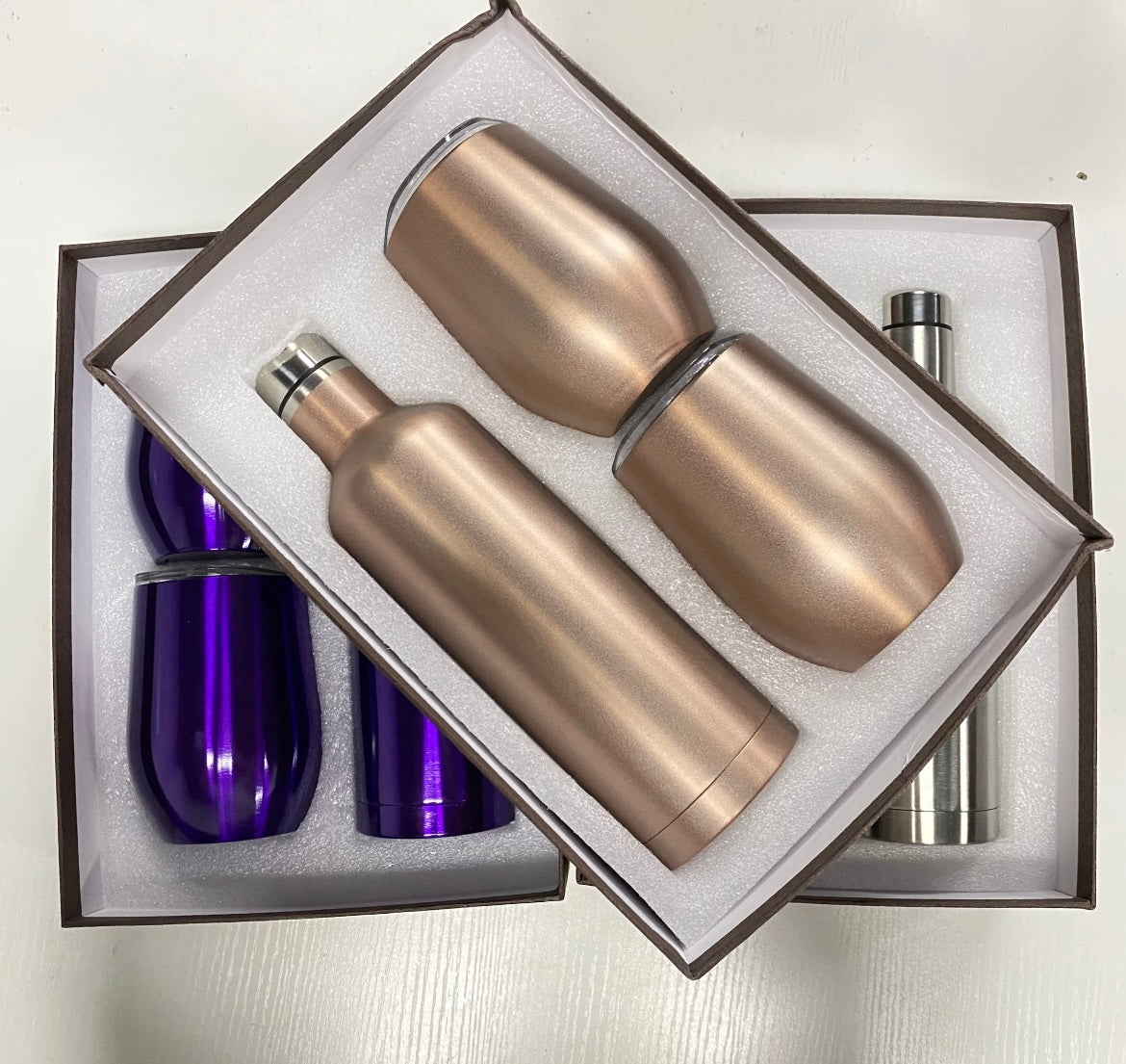 Wine gift set 17oz Stainless Steel Wine Bottle Set 17oz wine Bottle with two 12oz glasses tumblers gift sets