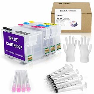 252XL Refillable Cartridges with Auto Reset Chip for Epson Workforce Printers (Empty)